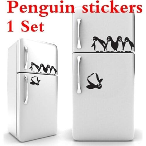 1PC Funny Penguin Kitchen Fridge Sticker DIY Decals Dining Room Kitchen Decorative Wall Stickers