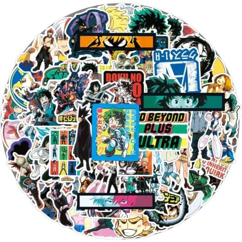 10/65Pcs Anime My Hero Academia Stickers Laptop Skateboard Izuku Midoriya Might Boku No Hero Academia Character Sticker