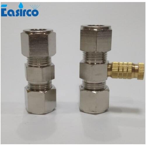 10pcs/pack)3/8" one nozzle site Brass with nickle plated OD joint connector. compression pipe fitting