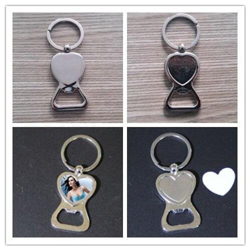 50pcs/lot sublimation metal blank keychains bottle opener key ring hot transfer blank metal key ring diy materials new style