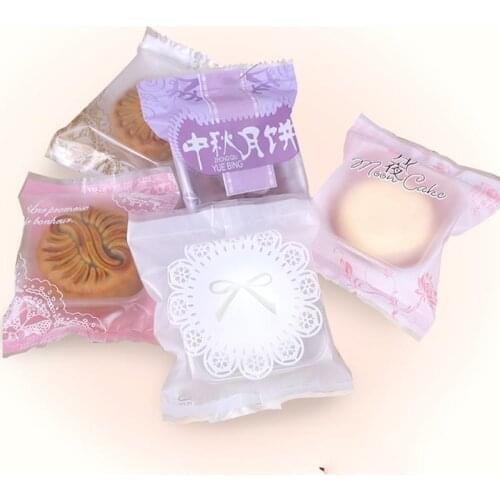 50pcs Moon Plastic Cake Bag Biscuit Dessert Candy Packaging Bags Gold Lace Opp Bags Food Packing Party Favors