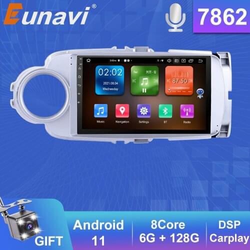 Eunavi 2 Din Android 11 Car Radio For Toyota Yaris 2012 2013 - 2017 Multimedia Video Player Head unit 2Din GPS Navigation DVD