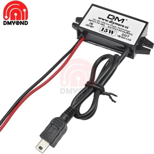 15W Car Waterproof Power Supply DC-DC 12V to 5V 3A Single Mini USB Step Down Buck Converter Voltage Power Adapter Module For Car