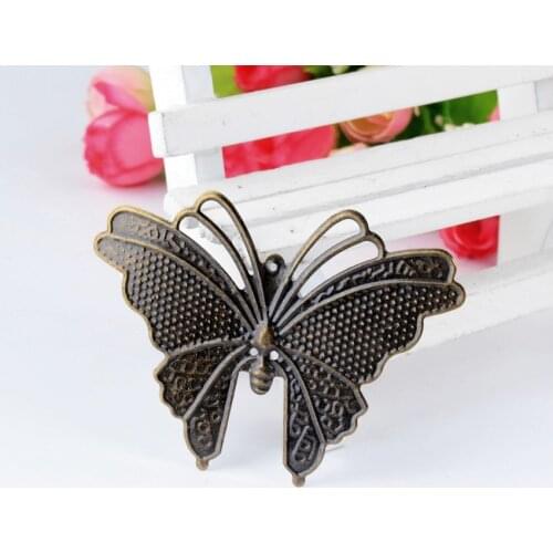Free shipping 5Pcs Antique Bronze Filigree Butterfly Wraps Connectors Metal Crafts Gift Decoration DIY Findings 6.9x5cm F0362