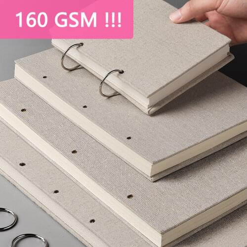 Sketchbook Retro Spiral Linen Hardcover Notebook 120 Pages 160GSM Refillable for Art Drawing Stationery School Supplies