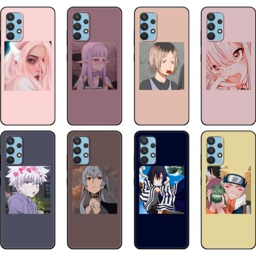Black tpu Case For Samsung galaxy A12 A22 A32 A42 A52 A72 4g 5g S21 PLUS ultra back cover Anime icons