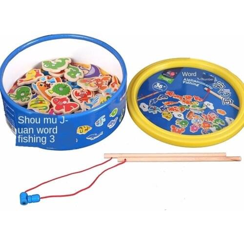 Barreled Scene Double Rod Marine Fishing Alphabet Fish Early Education Children Educational Toys Fish Frog Toys for Children