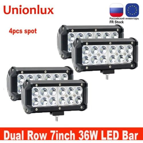 Dual Row 7inch 36W Car LED Light Bar Spot Fog Driving Offroad Auto LED Bar for Truck SUV Tractor Boat Trailer 4X4 Work Light