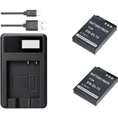 EN-EL12 ENEL12 EL12 Battery+USB Charger for Nikon Coolpix S6100 S6000 S800c S1000pj S1100pj S1200pj AW100 AW110 AW120 A900
