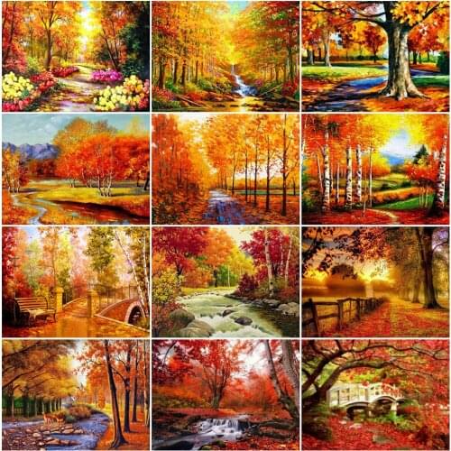 EverShine 5D DIY Diamond Painting Full Drill Square Landscape Autumn Diamond Embroidery Tree Rhinestone Cross Stitch Kit Hobby