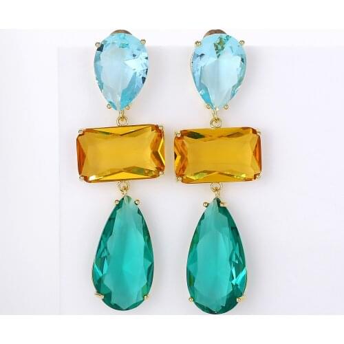 European And American Retro Colored Zircon Fashion Earrings For Women