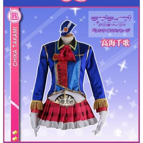 Hot Anime LoveLive!Sunshine!! Takami Chika Cosplay Costumes Happy Party Train Uniform Dress XS-XL Or Custom-Make Any Size