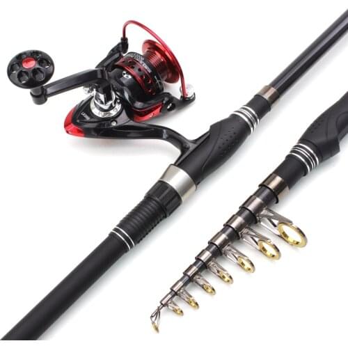 1.8m 2.1m 2.4m 2.7m 3.0m 3.3m Carbon Telescopic Fishing Rod Portable Spinning Rod and Reels Multifunction set baitcasting rod