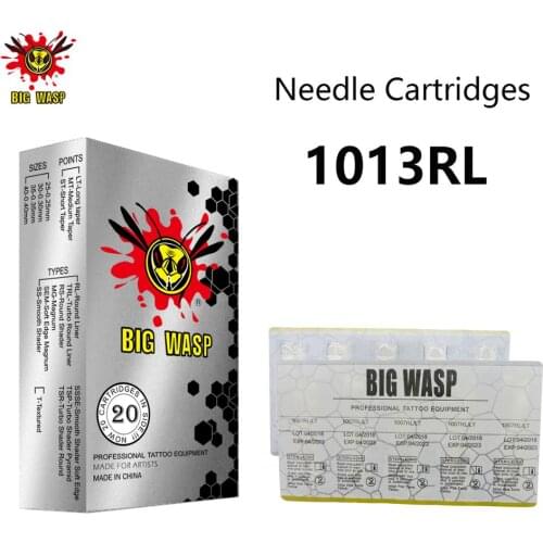 BIGWASP 1013RL Tattoo Needle Cartridges #10 Bugpin (0.30mm) 13 Round Liner (13RL) for Cartridge Tattoo Machines & Grips 20Pcs