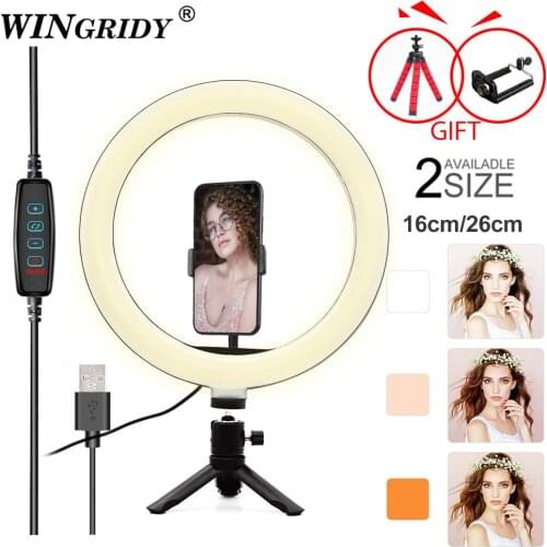 6in 10in 16cm 26cm LED Ring Light Phone Holder Selfie Mini tripod Ring Lamp For iphone huawei xiaomi Youtube Live broadcast Vide