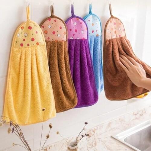 Coral Velvet Bathroom Supplies Wiping Towel Absorbent Cloth Soft Hand Towel Dishcloths Hanging Cloth Kitchen Accessories