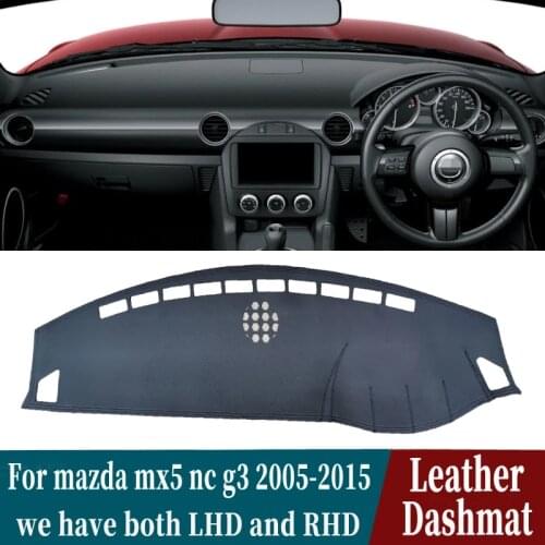 Leather Dashmat Dashboard Cover Pad Dash Mat Carpet Car-styling Accessories for Mazda Mx5 Nc G3 2005 2006 2007 2008 2009 2015