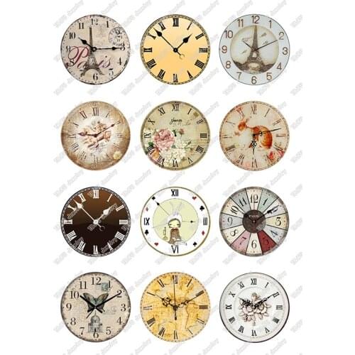 24pcs/lot Round Vintage Clock Pocket Watch Photo Glass Cabochon 10mm To 25mm for DIY Jewelry Making Findings & Components T124