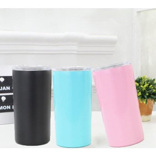 12oz Skinny Tumbler With Sealed Lid Straw Stainless Steel Double Wall Thermos Water Bottle Portable Eco-Friendly For Party Gift