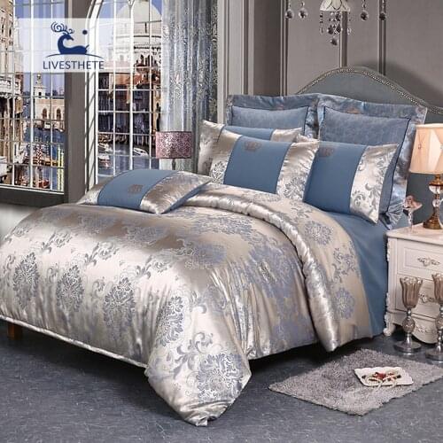 Liv-Esthete Luxury Bedding Set Jacquard Duvet Cover Fitted Sheet Double Size Adult Home Decor Bedroom Bedspread Elastc Band
