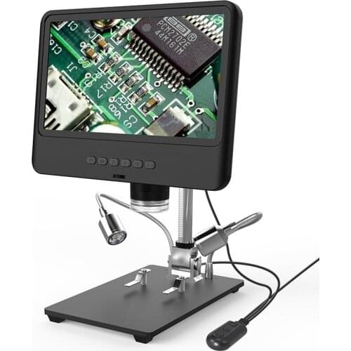 AD208S 8.5 Inch Adjustable LCD Display Microscope For Soldering Digital Microscope Black 1080P Scope Soldering Tool With 2Lights
