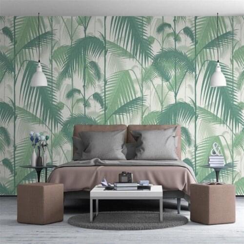 Milofi custom 3d wallpaper mural Nordic abstract hand-painted tropical rainforest plants living room background wall decoration