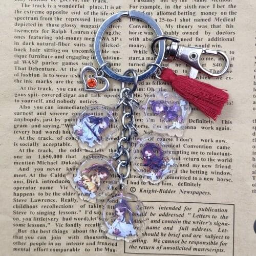 Mo Dao Zu Shi Acrylic Red Tassels Classic Anime Keychain Wei Wuxian Lan Zhan Key Ring For Bag Car Women Jewelry Birthday Gift