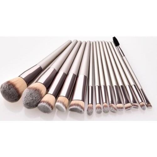 14pcs/lot Makeup Brushes Set champagne Foundation Blending Blush Eye Shadow Brow Fan Lip Face Make Up kabuki Brush Kit T14008