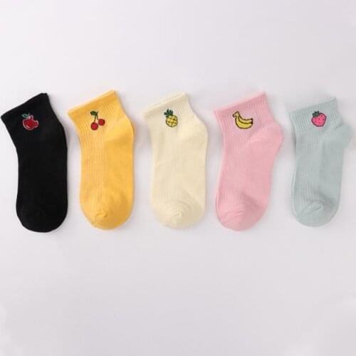 10piece=5pairs/lot Womens Short Socks Cartoon Fruits Cute Lovely Sweet Cotton Socks Pack Women Female Elastic Sox Ankle Socks