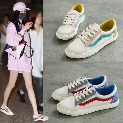 Newest Womens Vulcanize Sneakers Fashion Mixed Color Plus Larger Size Comfort Flats