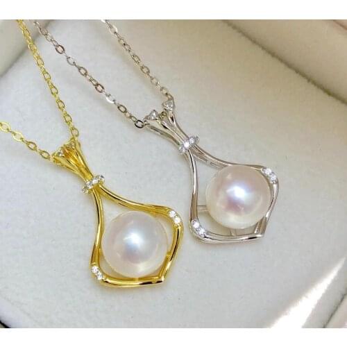 New Arrival 925 Sterling Silver Pendant Base Mountings Findings Womens Parts for Oyster Edison Pearl Coral Jade Beads Stones