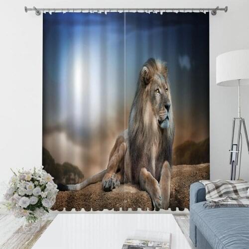 New animal lion curtain new window balcony thickened windshield blackout curtains personality curtains