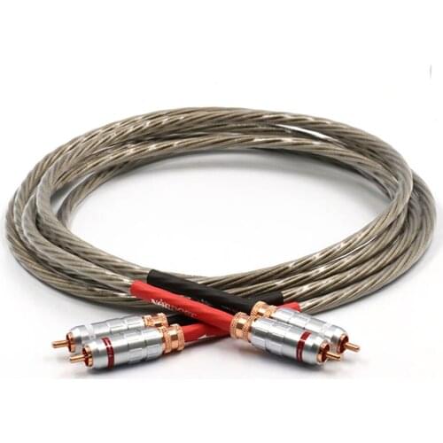 Pair hi-end 8 cores 7N silver plated OFC copper audio RCA interconnect cable audio video signal wire High quality extension cord