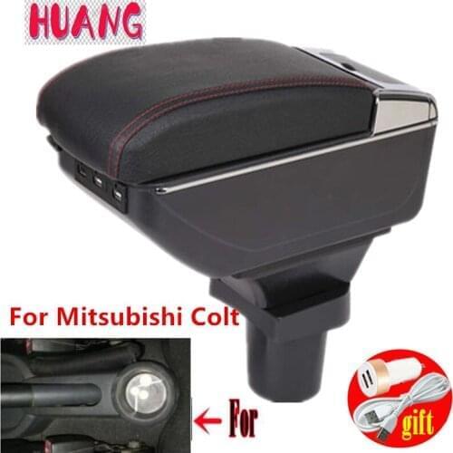 For Mitsubishi Colt Armrest box central Store content box with cup holder ashtray with USB interface