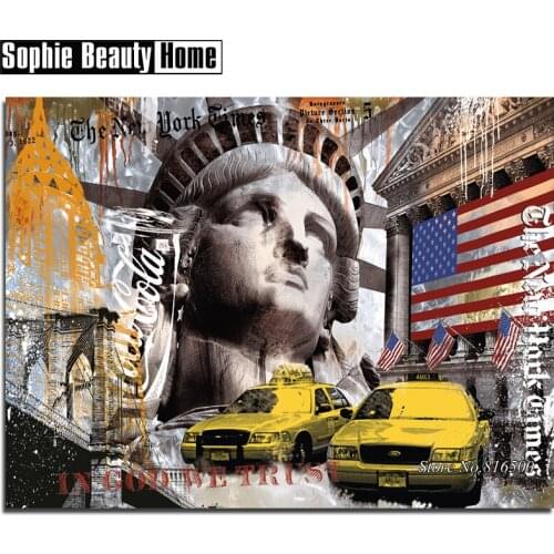 Full Square/Round Drill 5D DIY Diamond Painting Statue of Liberty Taxi Diamond Embroidery Cross Stitch Mosaic Decor Gift 187119