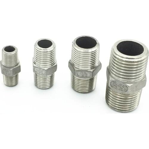 1 PCS Stainless steel External thread Straight connector 1/4" 1/2" 3/8" 1/8" hardware plumbing pipe fittings