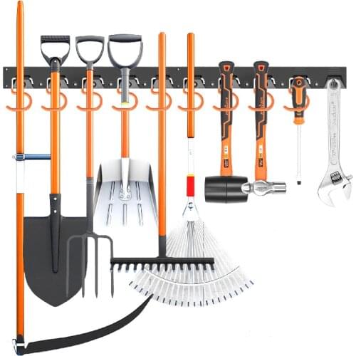 24 in 1 Tool Storage Rack Garage Storage Wall-mounted Organizer Garden Tool Racks Broom Holder Hook For Rake Shovel Lawn Garden