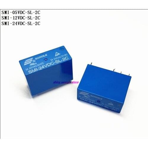 2pcs/Lot SONGLE Power Relay SMI-05VDC-SL-2C , SMI-12VDC-SL-2C , SMI-24VDC-SL-2C 8PINS 5V 12V 24V 5A 250VAC/30VDC Brand New