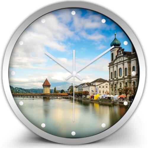 Retro European American Scenery Silent Home Decoration Wall Clock, non ticking sould