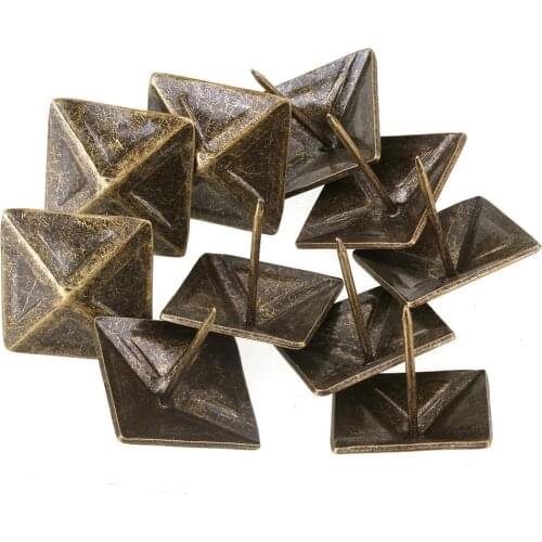 Replacement Bronze Antique Square Upholstery Nails Tack Pyramid Studs Vintage Furniture 30 x 30mm (Pack of 10)