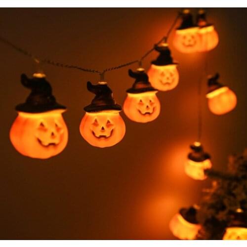 LED Halloween String Lights Pumpkin Eyeball Skeleton Shape 1.5M 10LEDs Battery-Powered String Light Halloween Home Decoration