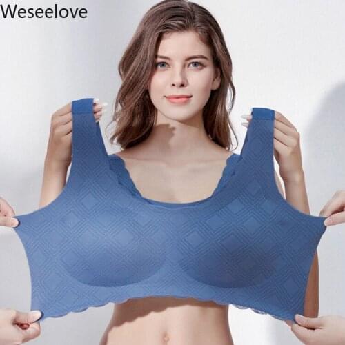 Weseelove Seamless Bra Women Lace Wire Free Push Up Sexy Underwear Women Gathers Bra Latex Plus Size Push Up Bra Bralette M32