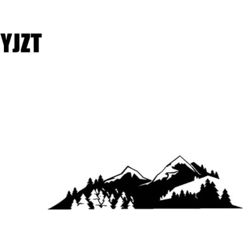 YJZT 17.8CM*4.9CM Mountain Forest Adventure Vinyl Motorcycle Car Decal Sticker Black Silver C13-000374