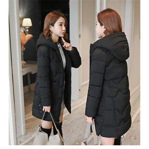 2021 New Winter Jacket Women Hooded Coat Causal Long Thick Warm Parkas Zipper Down Cotton Padded Jacket Female Outerwear