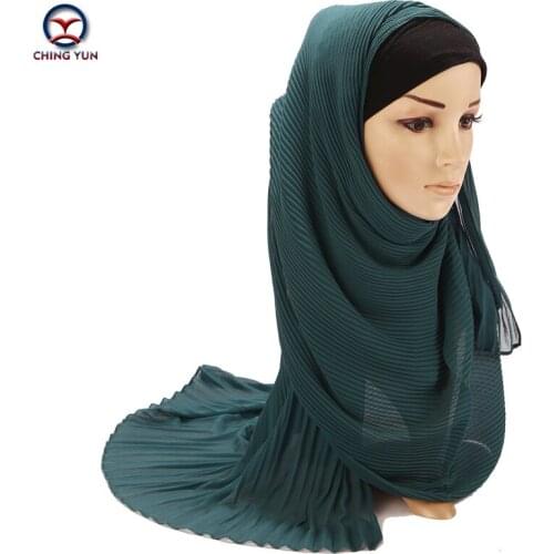 CHING YUN Ladies Muslim Scarf Brand Soft Bandana Fashion Woman Wrapped Chiffon pleated shawl High Quality Women Long Scarves