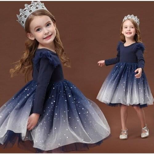 Winter Girls Lace Princess Dress Long Sleeve Autumn Children Clothing Elegant Christmas Evening Party Gown Kids Birthday Vestido