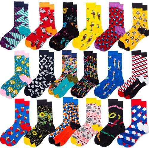 1 pair Quality Cotton Socks Men Autumn Winter Women Casual Crew Socks Male Printing Colorful Funny Happy Cool Sock Mens