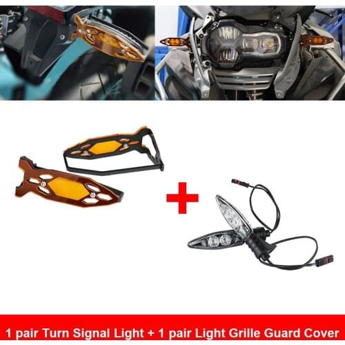 1 pair Turn Signal Indicator Light + 1 pair Light Grille Guard Cover for BMW R1250GS Adventure HP4 S1000R S1000RR S1000XR