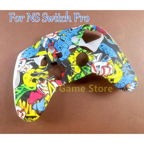 1PC Water Transfer Print Silicone Case For Nintendo Switch Pro Game Controller Gamepad Protective Rubber Cover Skin Grip Case