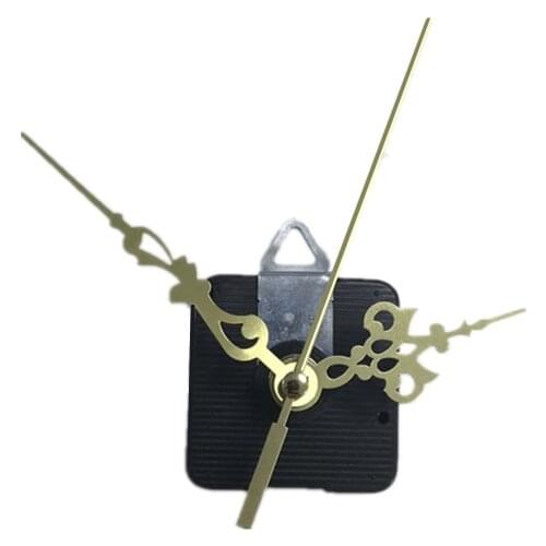 10sets 28mm Silent wall clock movement mechanism with hook gold hands black pointers Replacement Essential Accessories